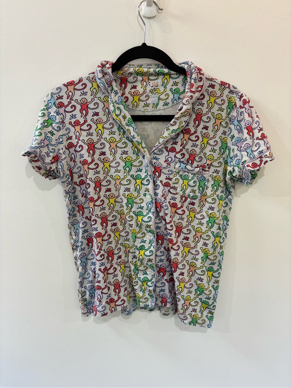 Roller Rabbit Rainbow Monkey Button Down Pajama Shirt